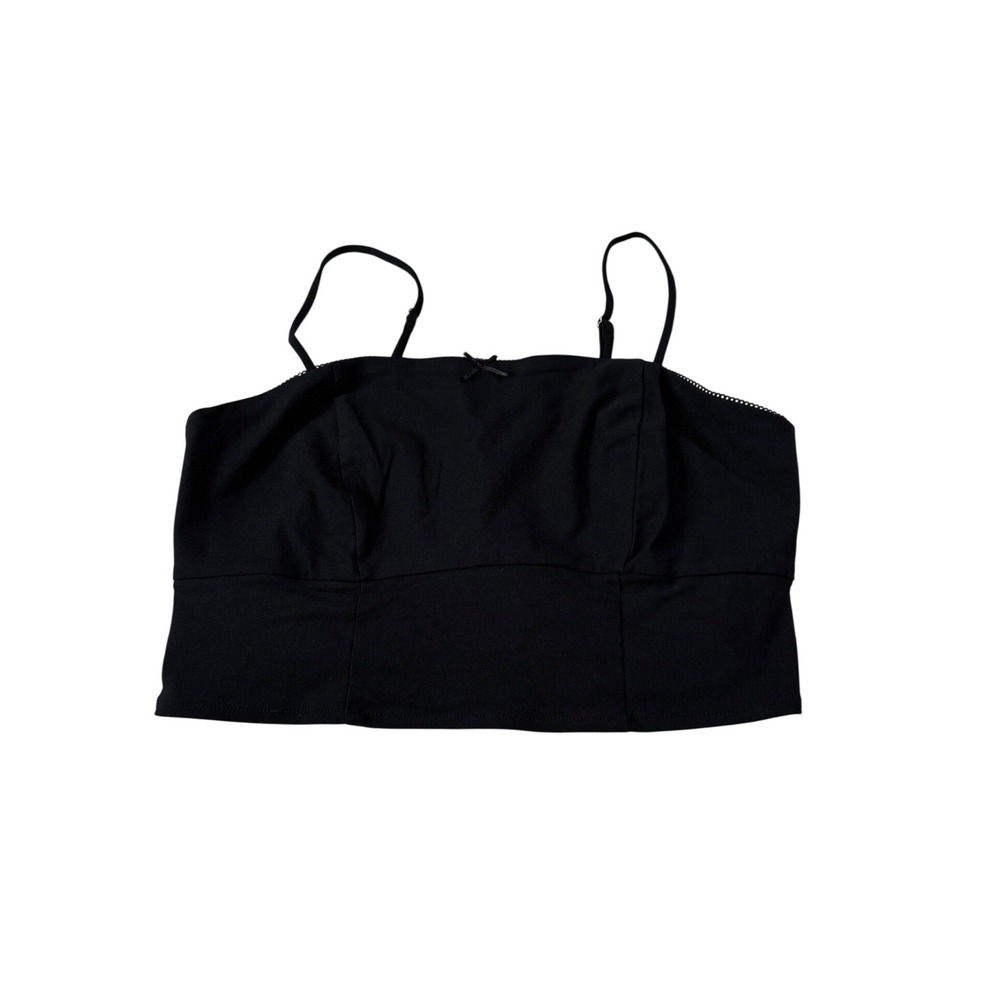 Wild Fable Cami Top XL Black Cropped Bow Smocked Minimalist Grunge Coquette NWT